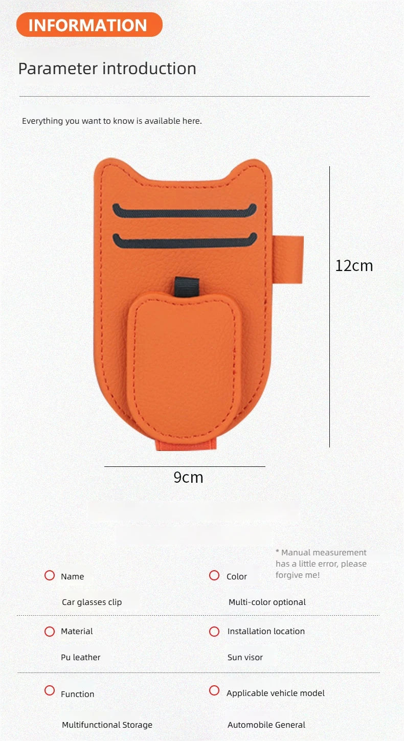 Magnetic Car Sunglasses Holder Sun Visor Glasses Clip PU Eyeglasses Hanger Portable Ticket Card Clip Auto Accessories