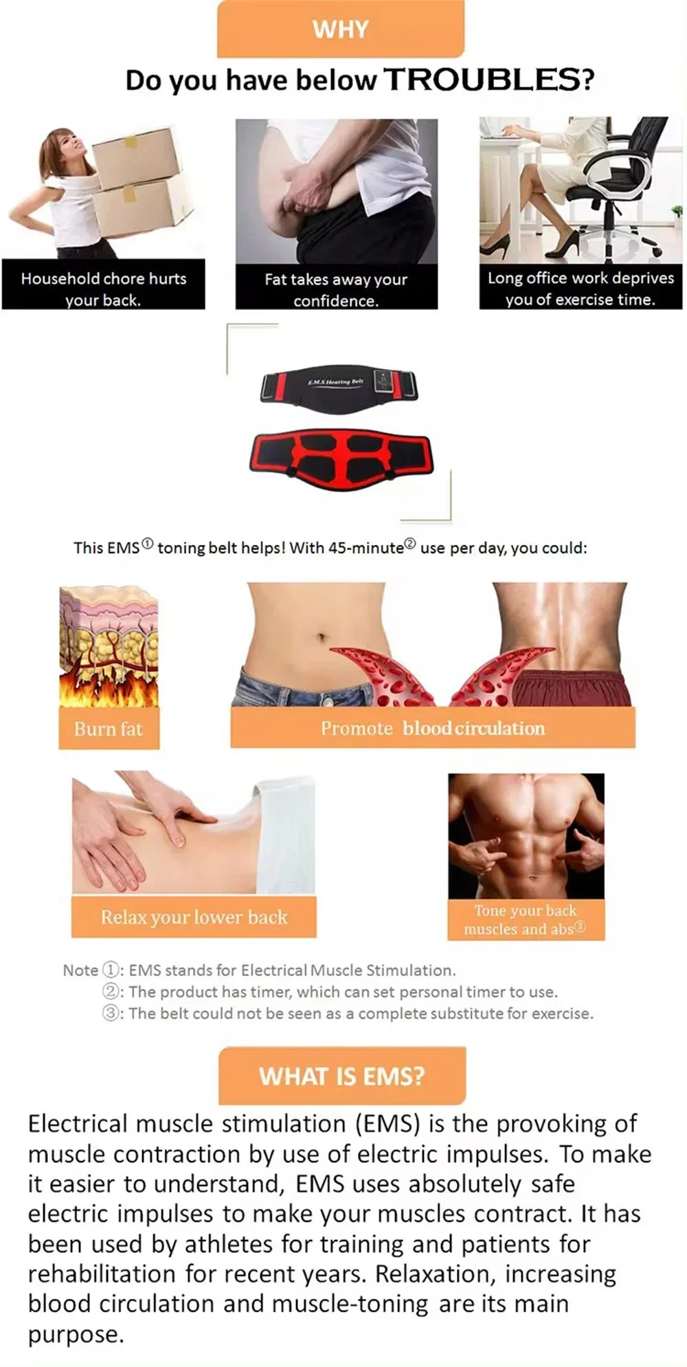 EMS Abdominal Toning Belt Electric Muscle Stimulation Muscle Toner Portable Fitness Massager Waist Trainer Body Slimming Shaping