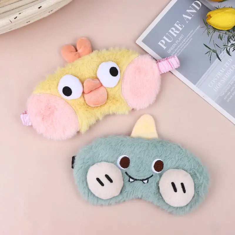 Cute Cartoon Plush Sleep Eye Mask Light Blocking Sleeping Eye Cover Protective Eye Mask Comfortable Soft