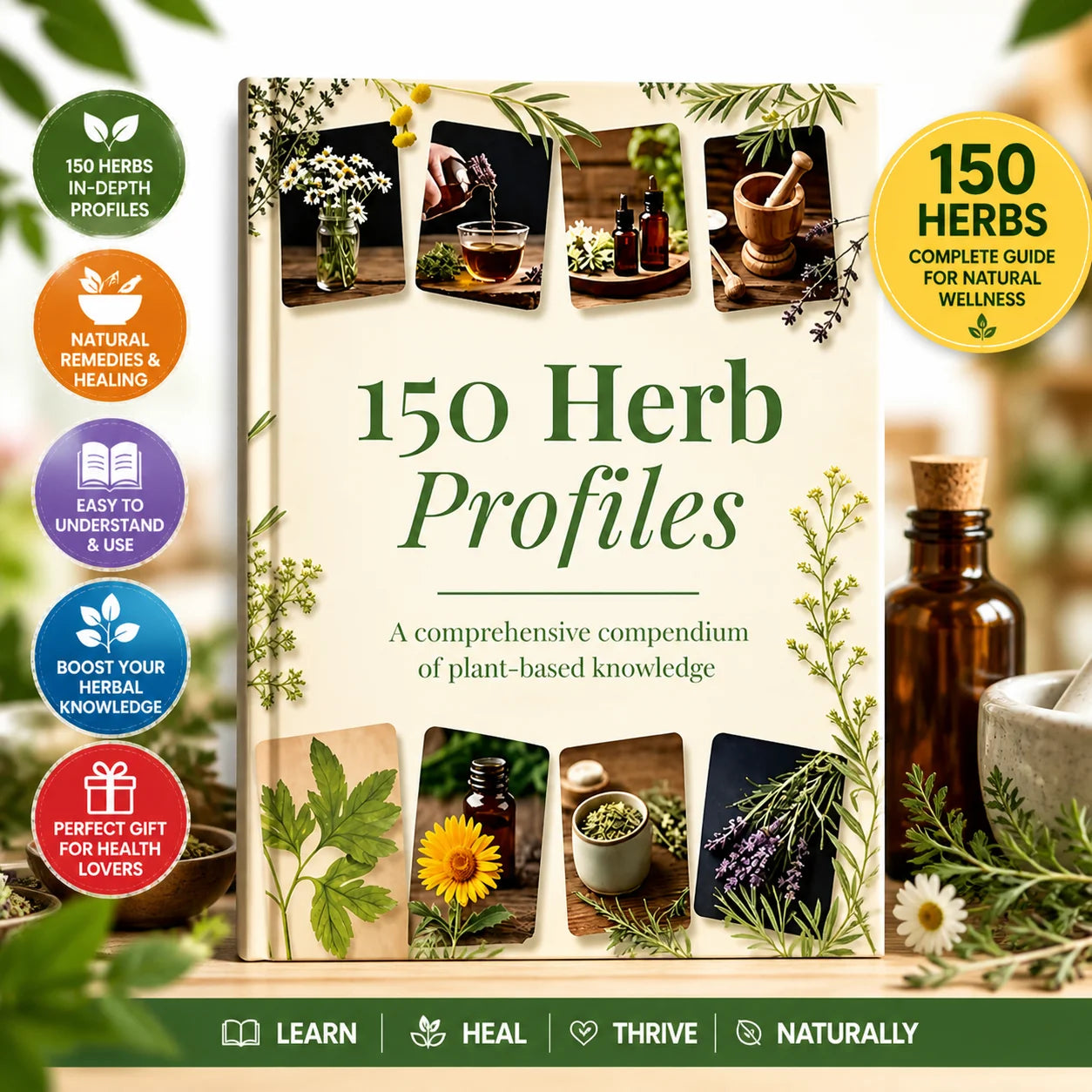 Herbal Medicine Book 150 Herb Profiles Natural Remedies Guide Medicinal Plants Encyclopedia Home Healing Reference Book