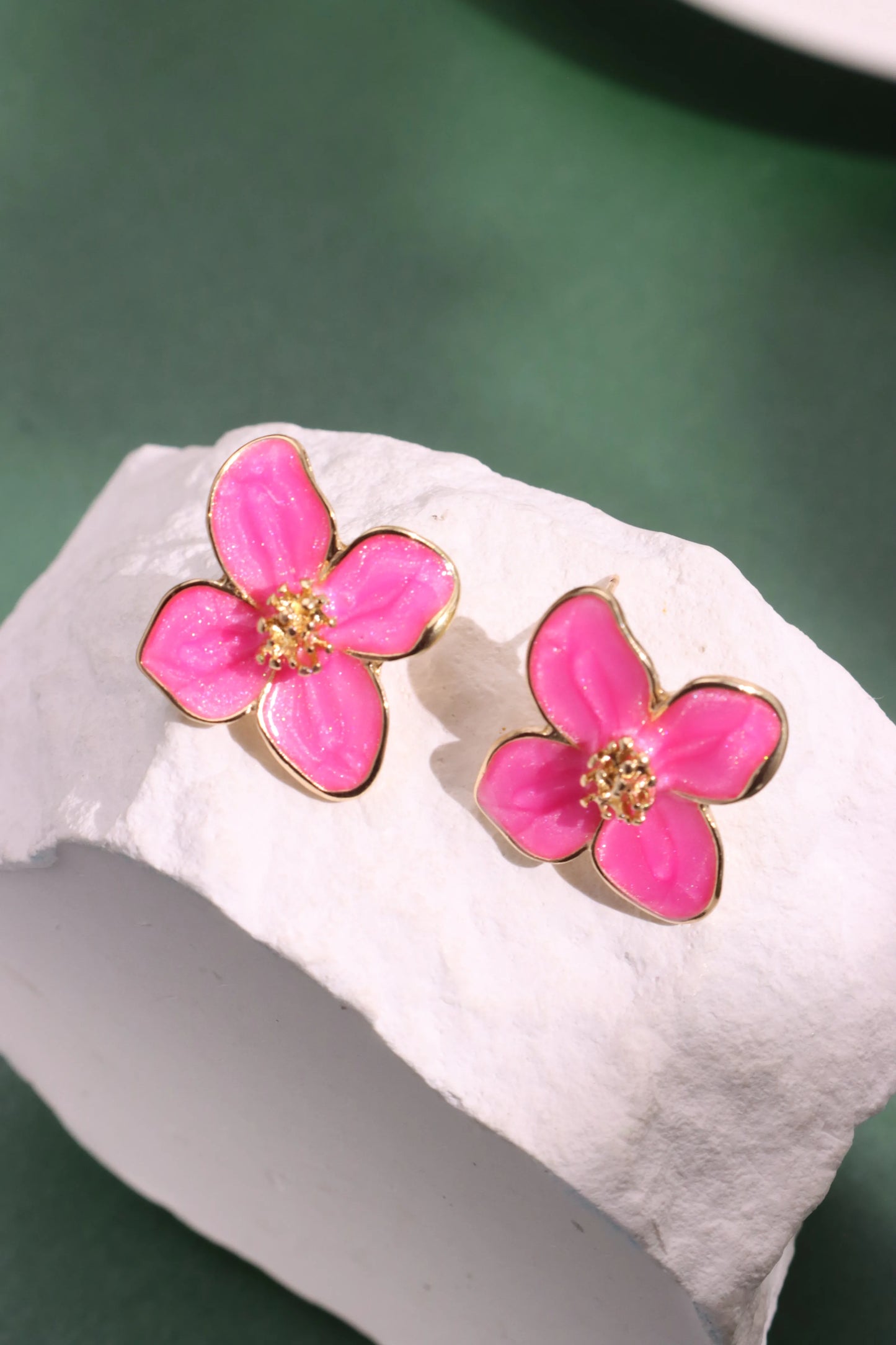 Hibiscus Dropped Glaze Flower Stud Earrings for Women Girl French Ins Vintage 2023 Fashion Korean Wedding Romantic Jewelry Gifts