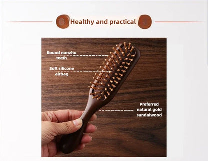 1Pcs Golden Silk Sandalwood Narrow Air Bag Comb Care Scalp Comb Gua Sha Meridian Dredging Hairdressing Tool