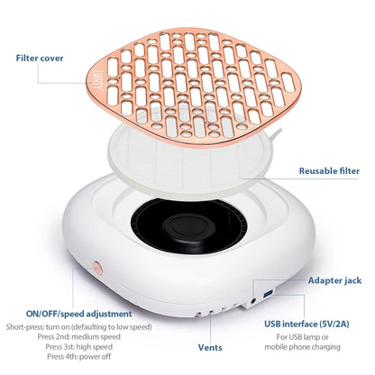 130W Powerful Brushless Nail Dust Collector Super Suction Nail Dust Extractor Nail Art Manicure Fan Vacuum Cleaner With 2 Filter