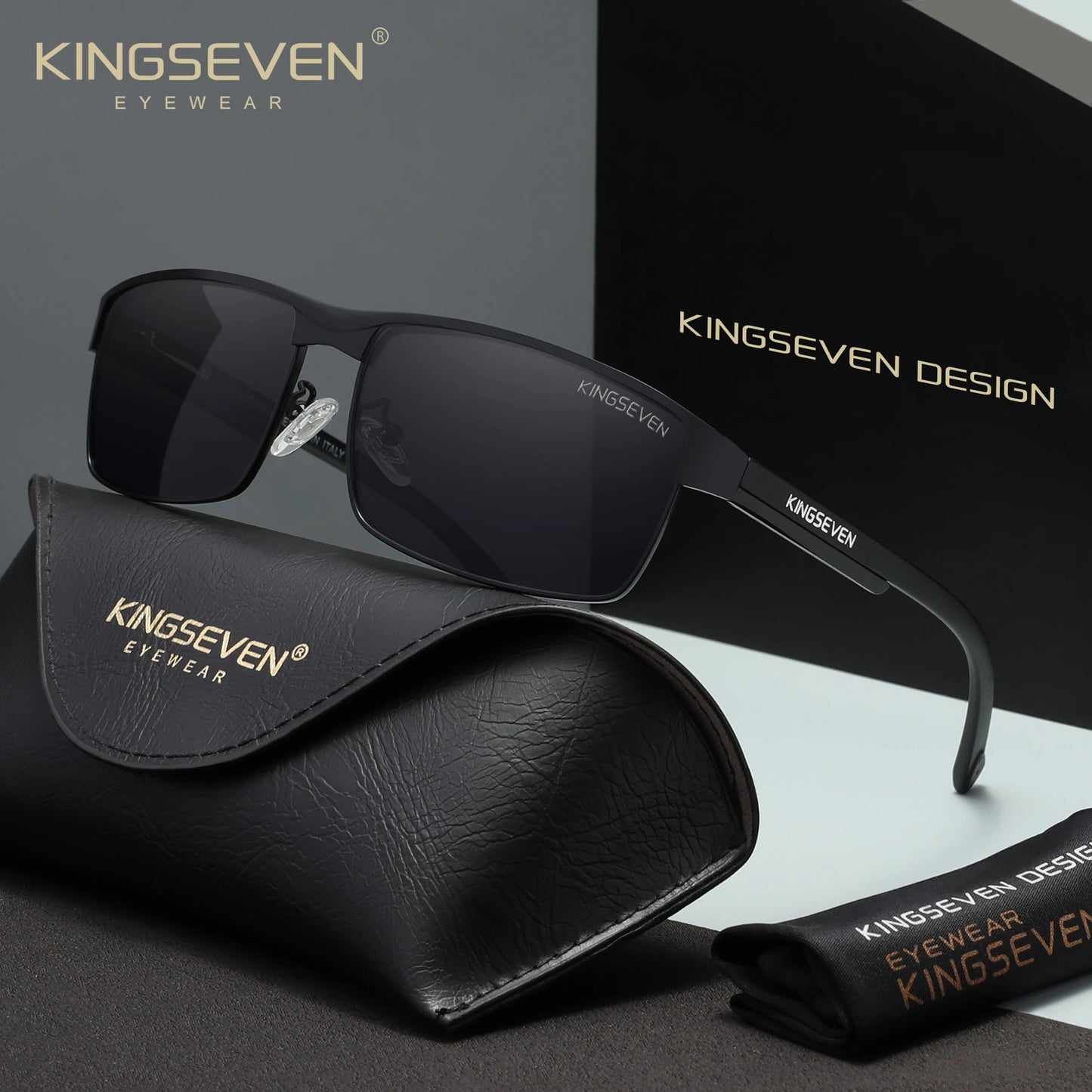 KINGSEVEN Men Polarized Sunglasses Driving UV400 Anti-Glare High Quality Glasses Male Causal Rectangle Fashion Outdoor Eyewear