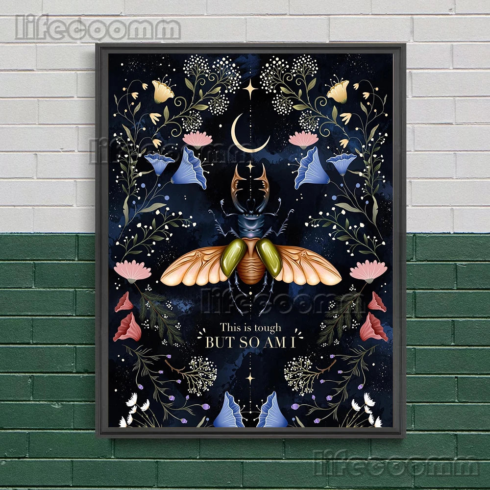 Wicca Witch,Goddess,Beetle,Bee,Wall Art Canvas Painting Mysterious Witchcraft Element Art Poster And Print Home Decor Unframed