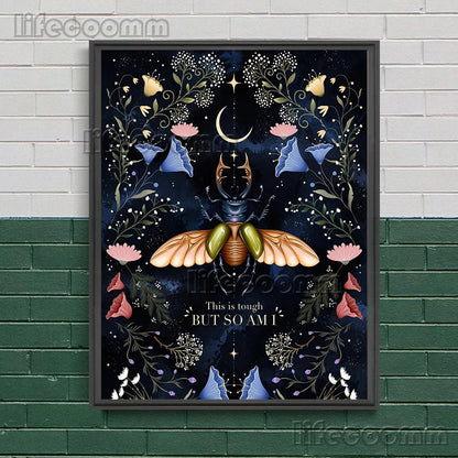 Wicca Witch,Goddess,Beetle,Bee,Wall Art Canvas Painting Mysterious Witchcraft Element Art Poster And Print Home Decor Unframed