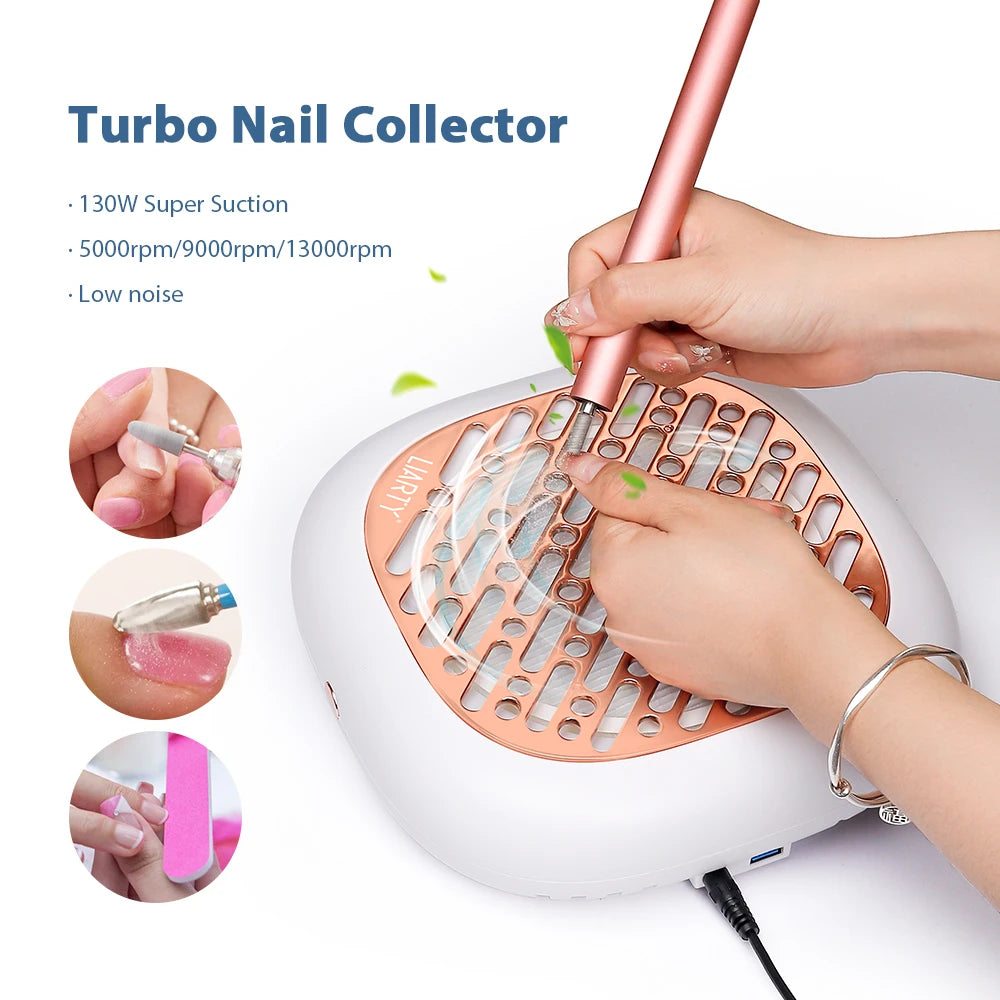 130W Powerful Brushless Nail Dust Collector Super Suction Nail Dust Extractor Nail Art Manicure Fan Vacuum Cleaner With 2 Filter