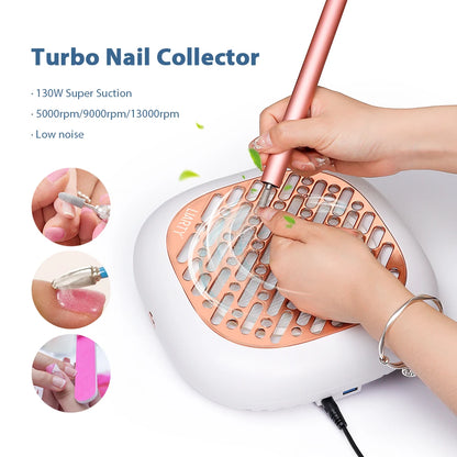 130W Powerful Brushless Nail Dust Collector Super Suction Nail Dust Extractor Nail Art Manicure Fan Vacuum Cleaner With 2 Filter