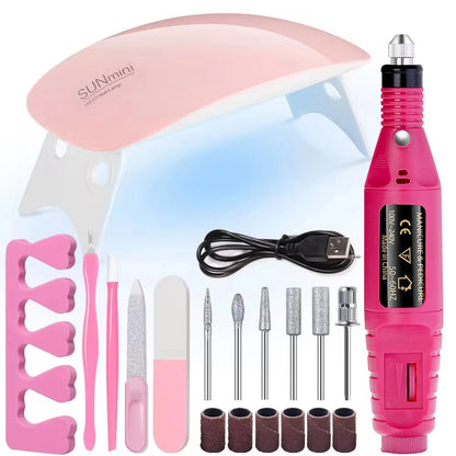 YIKOOLIN Professional Nail Art Kit With LED UV Nail Lamp Gel Curing Machine Electric Nail File Drill Manicure Tools Set