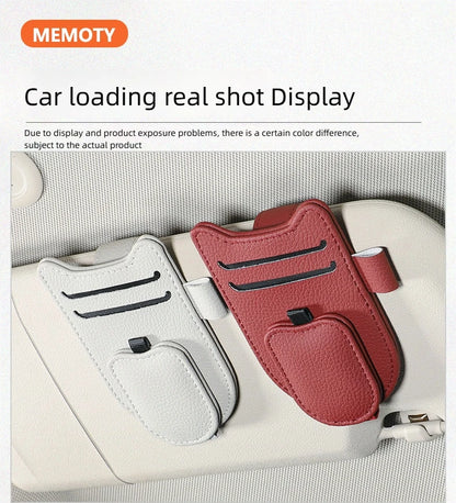 Magnetic Car Sunglasses Holder Sun Visor Glasses Clip PU Eyeglasses Hanger Portable Ticket Card Clip Auto Accessories