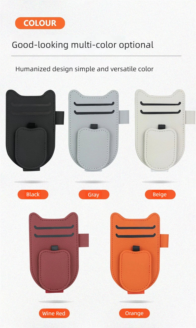 Magnetic Car Sunglasses Holder Sun Visor Glasses Clip PU Eyeglasses Hanger Portable Ticket Card Clip Auto Accessories