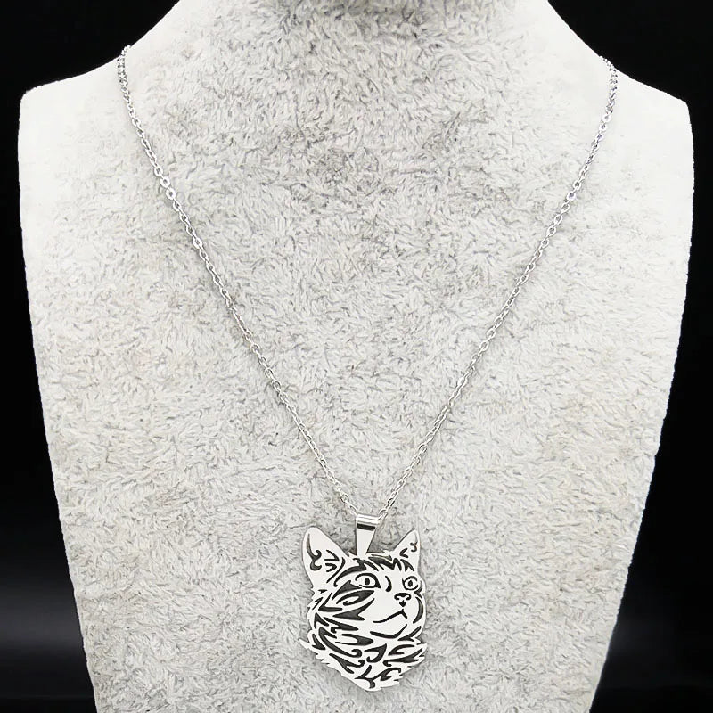 cat necklace kitten necklace silver cat pendant stainless steel necklace cat lover gift animal jewelry cute jewelry women's necklace pet lover gift feline jewelry cat pendant minimalist necklace Only Good Intentions 13