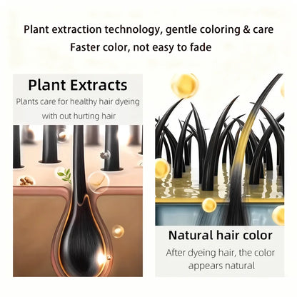 100ml hair dye shampoo, made with natural plant pigments, scalp-friendly, quickly covers gray hair to provide black color