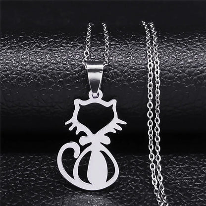 cat necklace kitten necklace silver cat pendant stainless steel necklace cat lover gift animal jewelry cute jewelry women's necklace pet lover gift feline jewelry cat pendant minimalist necklace Only Good Intentions 13
