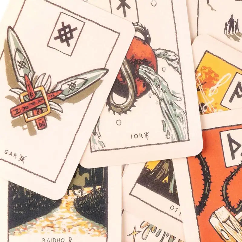 Rune Oracle Deck English Glyphs Oracle Card Colorful Deck Cards Family Party Game Funny Table Game Cute Oracle Cards