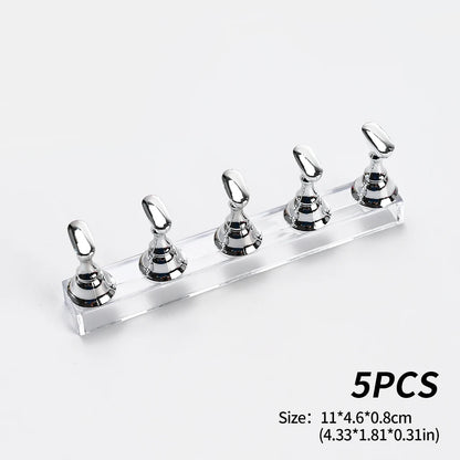5pcs/set Metallic Pink Magnetic Nail Stand for Nail Practice Painting Display Press-on False Nail Display Holder Practice Tools