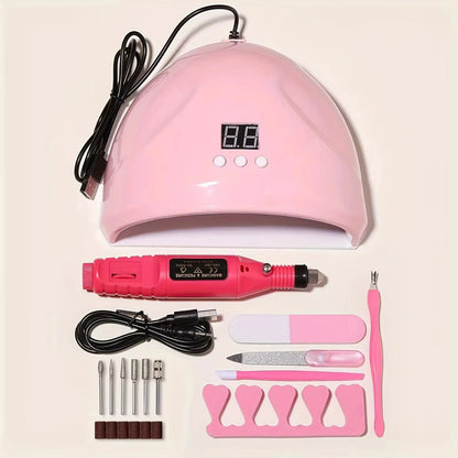 YIKOOLIN Professional Nail Art Kit With LED UV Nail Lamp Gel Curing Machine Electric Nail File Drill Manicure Tools Set