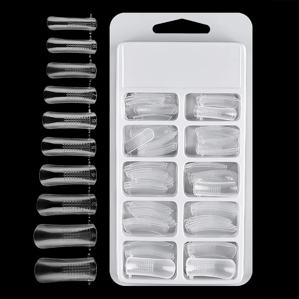 100/120Pcs/Box Stiletto Clear Dual System Nails Forms False Tips Quick Building Gel Mold Full Cover Nail Extension Forms Tools