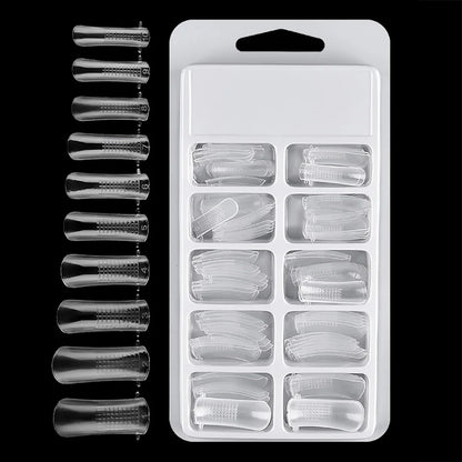100/120Pcs/Box Stiletto Clear Dual System Nails Forms False Tips Quick Building Gel Mold Full Cover Nail Extension Forms Tools