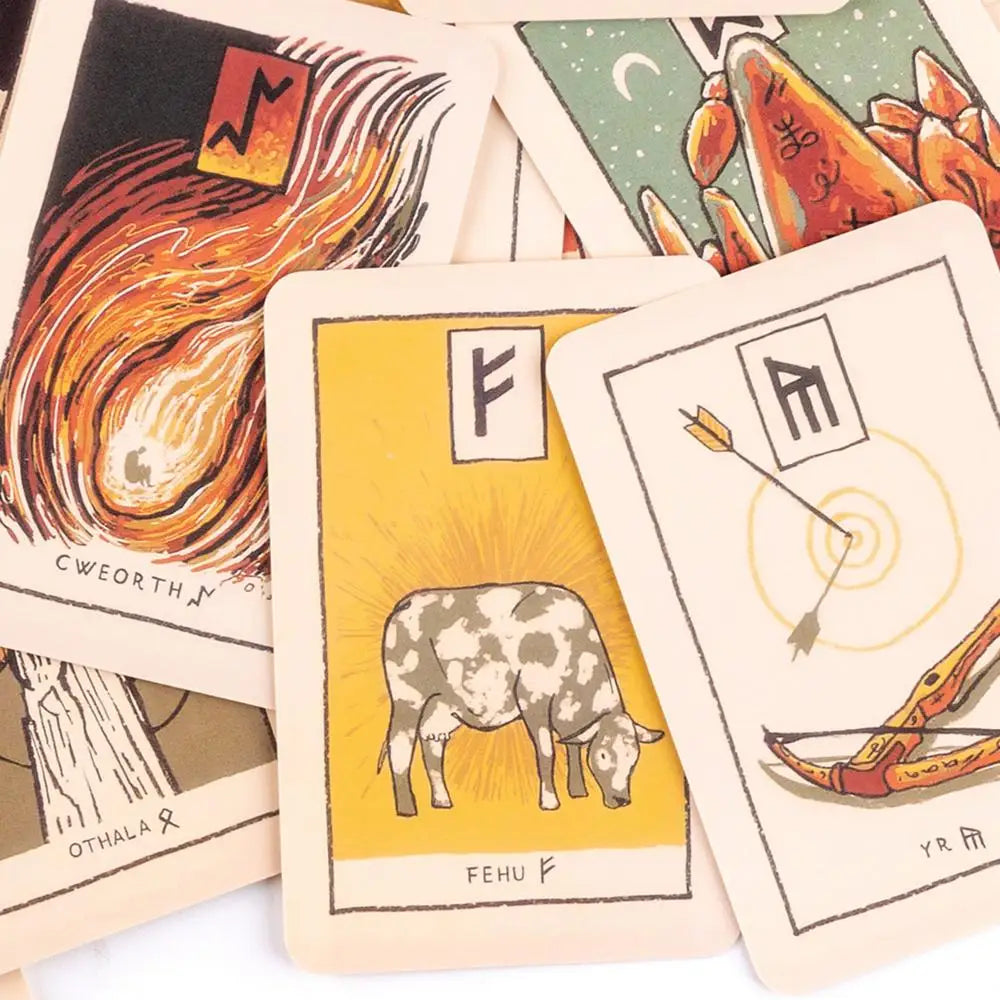 Rune Oracle Deck English Glyphs Oracle Card Colorful Deck Cards Family Party Game Funny Table Game Cute Oracle Cards
