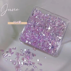 Natural Abalone Sea Shell Stone Nail Art Decoration Aurora 3D Irregular Slice Fragments Flakes For Nail Tip Beauty Nails Charms