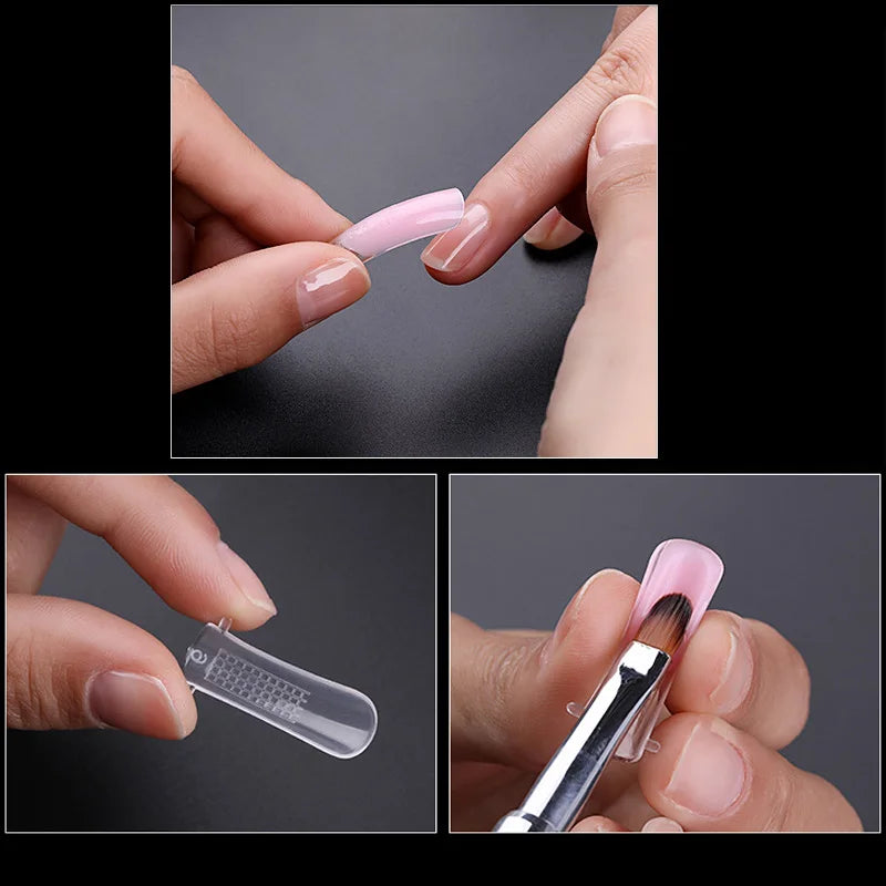100/120Pcs/Box Stiletto Clear Dual System Nails Forms False Tips Quick Building Gel Mold Full Cover Nail Extension Forms Tools