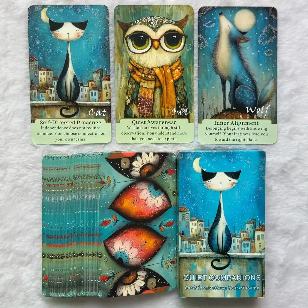 Animal Themed Oracle Card Deck, Quiet Companions Oracle Deck, 54 Cards, Personal Reading, Card Games, 12*7cm, 14+