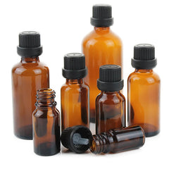 12pcs 5ml/10ml/15ml/20ml/30ml/50ml/100ml Amber Essential Oil Glass Bottle Refillable Dropper Bottles Containers With Black Cap