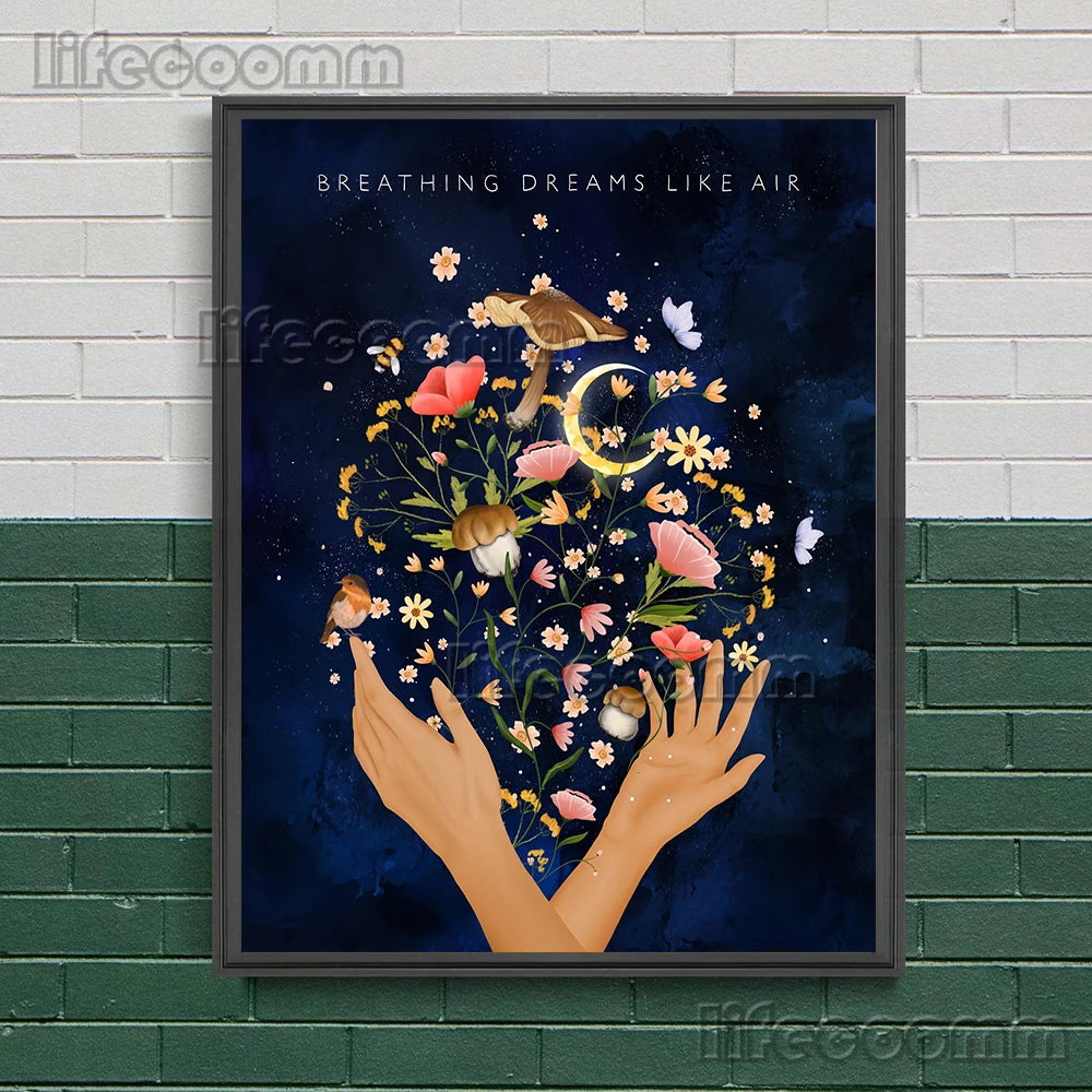 Wicca Witch,Goddess,Beetle,Bee,Wall Art Canvas Painting Mysterious Witchcraft Element Art Poster And Print Home Decor Unframed