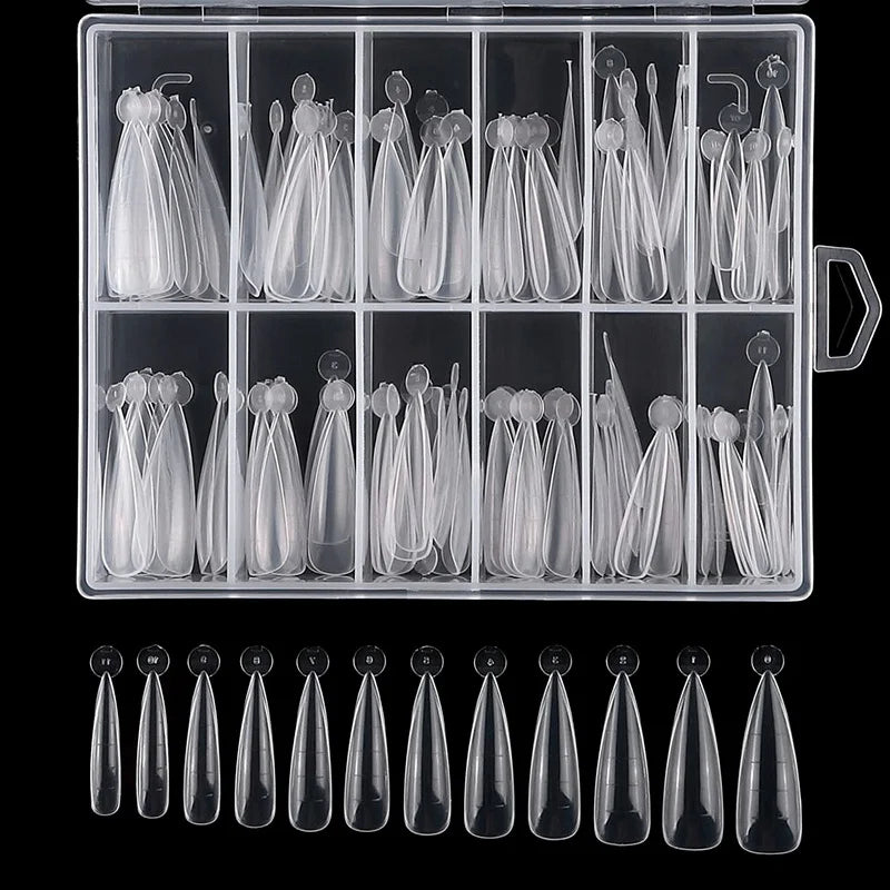100/120Pcs/Box Stiletto Clear Dual System Nails Forms False Tips Quick Building Gel Mold Full Cover Nail Extension Forms Tools