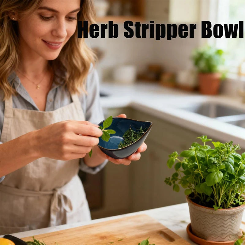 Herb Stripper Bowl, Risen Herb Peeling Bowl, Kitchen Herbs Leaf Stripping Tool, Herb Peeler For Kale, Thyme, Basil