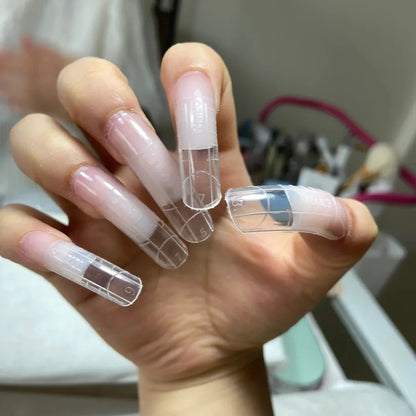 100/120Pcs/Box Stiletto Clear Dual System Nails Forms False Tips Quick Building Gel Mold Full Cover Nail Extension Forms Tools