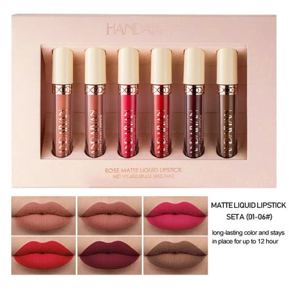 HANDAIYAN Gift 6PC/Set Matte Velvet Lip Gloss Waterproof Long-lasting Liquid Lipstick Cosmetic Beauty Keep 24 Hours Makeup