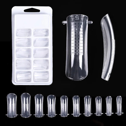 100/120Pcs/Box Stiletto Clear Dual System Nails Forms False Tips Quick Building Gel Mold Full Cover Nail Extension Forms Tools